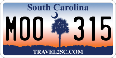 SC license plate MOO315