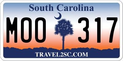 SC license plate MOO317
