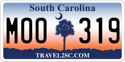 SC license plate MOO319