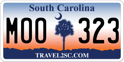 SC license plate MOO323