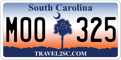 SC license plate MOO325