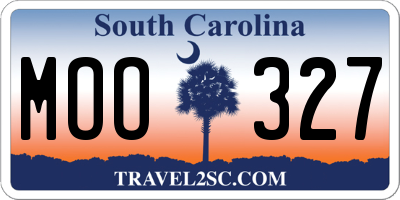 SC license plate MOO327