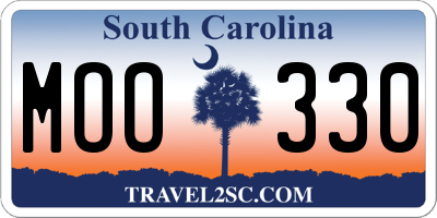 SC license plate MOO330