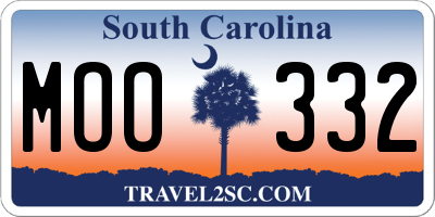 SC license plate MOO332