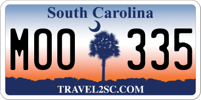 SC license plate MOO335
