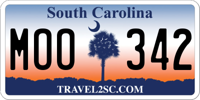 SC license plate MOO342
