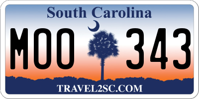 SC license plate MOO343