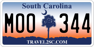 SC license plate MOO344