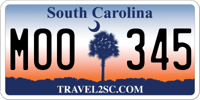 SC license plate MOO345