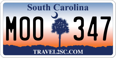 SC license plate MOO347