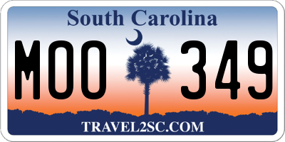 SC license plate MOO349
