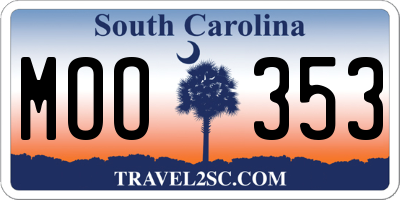SC license plate MOO353