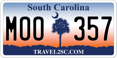 SC license plate MOO357