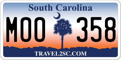 SC license plate MOO358