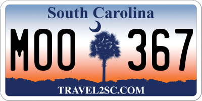 SC license plate MOO367