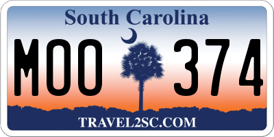 SC license plate MOO374