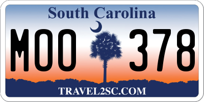 SC license plate MOO378