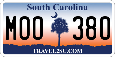 SC license plate MOO380
