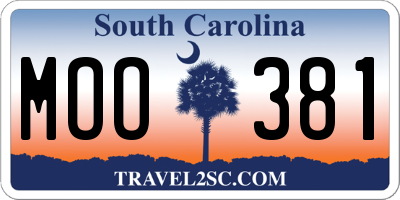 SC license plate MOO381