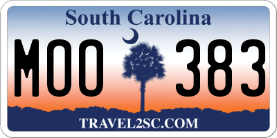 SC license plate MOO383