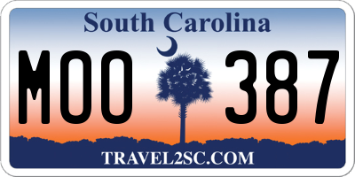 SC license plate MOO387