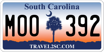 SC license plate MOO392