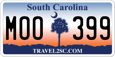SC license plate MOO399
