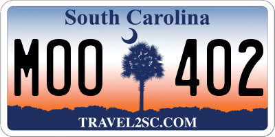 SC license plate MOO402
