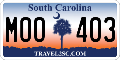 SC license plate MOO403