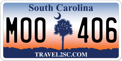 SC license plate MOO406