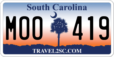 SC license plate MOO419