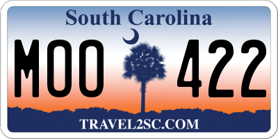 SC license plate MOO422