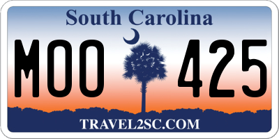 SC license plate MOO425