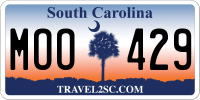 SC license plate MOO429