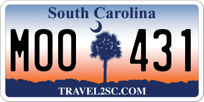 SC license plate MOO431