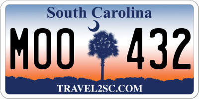 SC license plate MOO432
