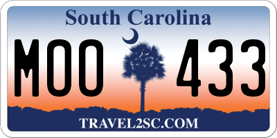 SC license plate MOO433