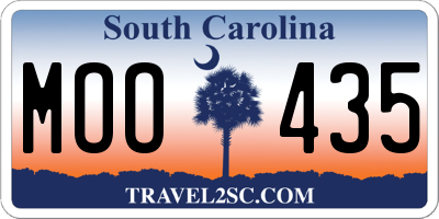SC license plate MOO435
