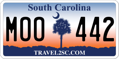 SC license plate MOO442