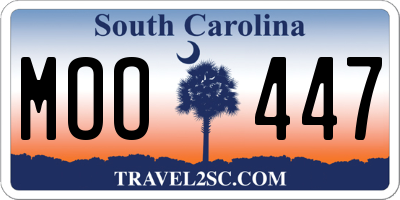 SC license plate MOO447