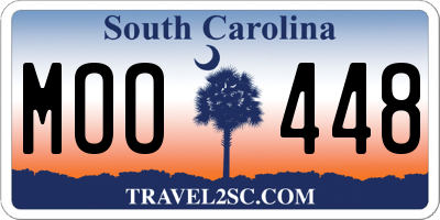 SC license plate MOO448
