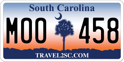 SC license plate MOO458