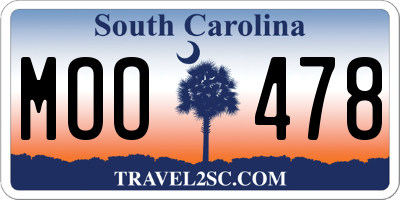SC license plate MOO478