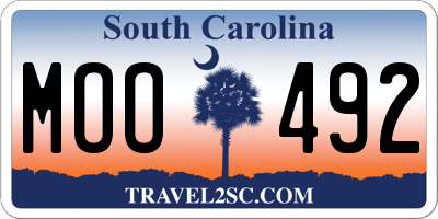 SC license plate MOO492