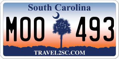 SC license plate MOO493