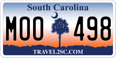 SC license plate MOO498