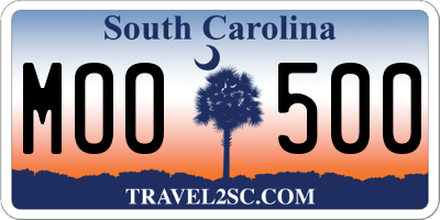 SC license plate MOO500