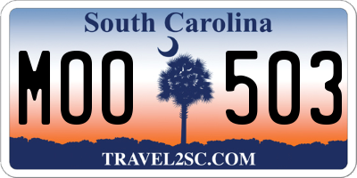 SC license plate MOO503