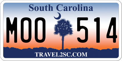 SC license plate MOO514