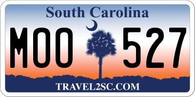 SC license plate MOO527